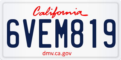 CA license plate 6VEM819