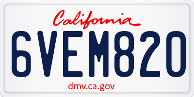 CA license plate 6VEM820