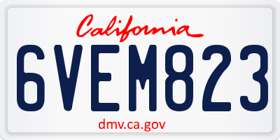 CA license plate 6VEM823