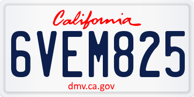 CA license plate 6VEM825