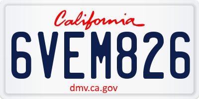 CA license plate 6VEM826