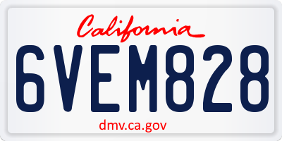 CA license plate 6VEM828