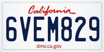 CA license plate 6VEM829