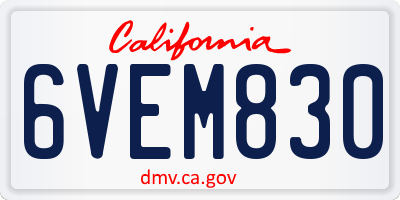 CA license plate 6VEM830