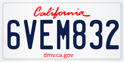 CA license plate 6VEM832