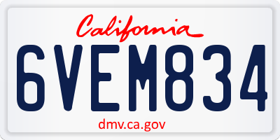 CA license plate 6VEM834