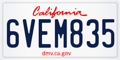 CA license plate 6VEM835