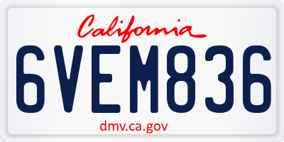 CA license plate 6VEM836