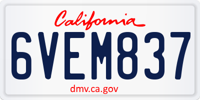 CA license plate 6VEM837