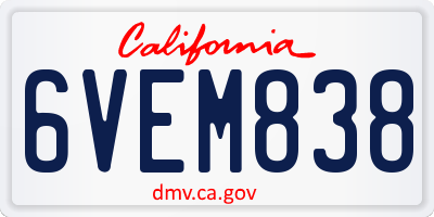 CA license plate 6VEM838