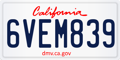 CA license plate 6VEM839