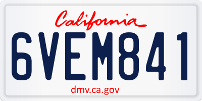CA license plate 6VEM841
