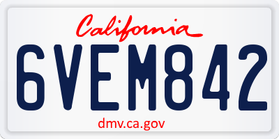 CA license plate 6VEM842