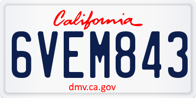 CA license plate 6VEM843