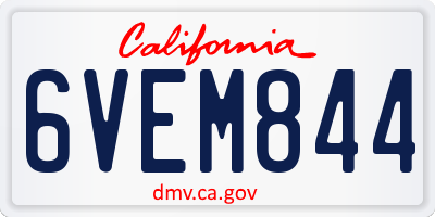 CA license plate 6VEM844