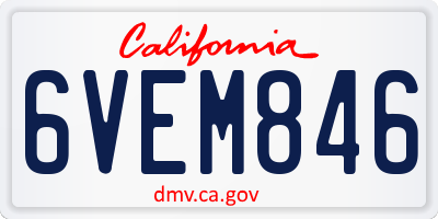 CA license plate 6VEM846