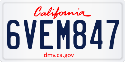 CA license plate 6VEM847