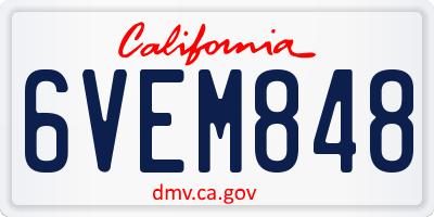 CA license plate 6VEM848