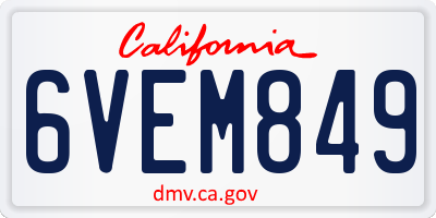 CA license plate 6VEM849