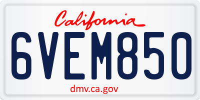 CA license plate 6VEM850
