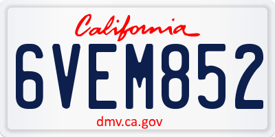 CA license plate 6VEM852