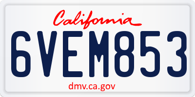 CA license plate 6VEM853