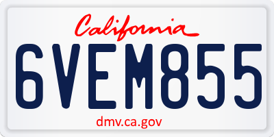 CA license plate 6VEM855