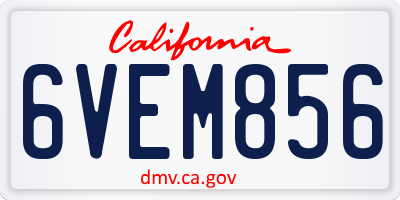 CA license plate 6VEM856