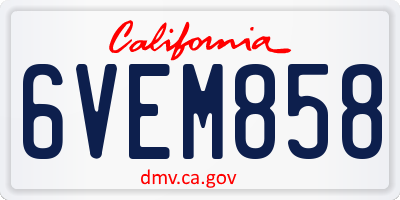 CA license plate 6VEM858
