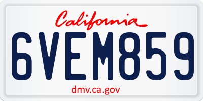 CA license plate 6VEM859