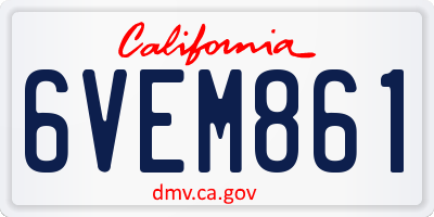CA license plate 6VEM861
