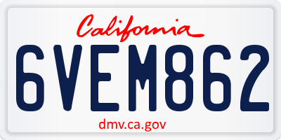 CA license plate 6VEM862