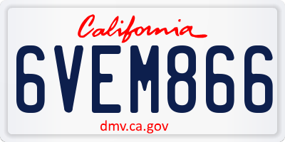 CA license plate 6VEM866