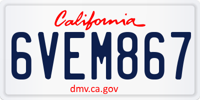 CA license plate 6VEM867