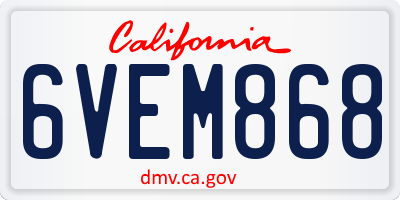 CA license plate 6VEM868