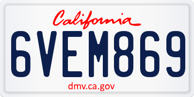 CA license plate 6VEM869