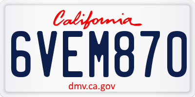 CA license plate 6VEM870