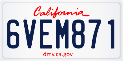 CA license plate 6VEM871
