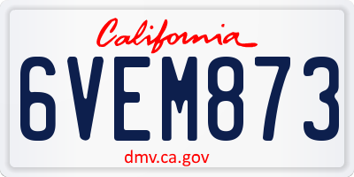 CA license plate 6VEM873