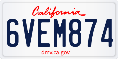 CA license plate 6VEM874
