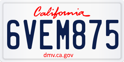 CA license plate 6VEM875