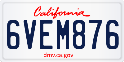 CA license plate 6VEM876