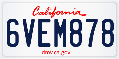 CA license plate 6VEM878