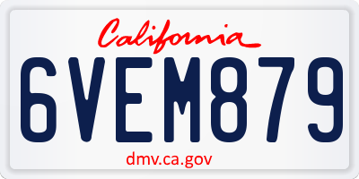 CA license plate 6VEM879