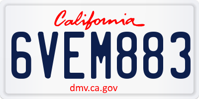 CA license plate 6VEM883