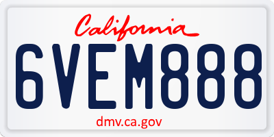CA license plate 6VEM888
