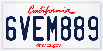 CA license plate 6VEM889