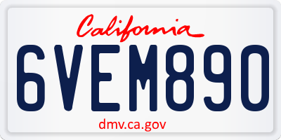 CA license plate 6VEM890
