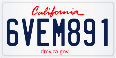 CA license plate 6VEM891