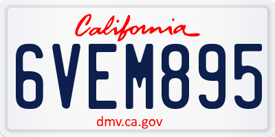 CA license plate 6VEM895